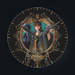 Golden Newt, Tina, and Leta Art Deco Portrait Round Clock<br><div class="desc">FANTASTIC BEASTS: THE CRIMES OF GRINDELWALD™ | Check out this art nouveau portrait featuring PORPENTINA GOLDSTEIN™,  NEWT SCAMANDER™,  and Leta Lestrange within an ornate circular frame. Get this beautiful graphic on your favourite Zazzle product today!</div>