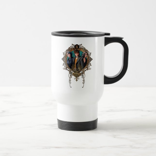 Golden Newt, Tina, and Leta Art Deco Portrait Travel Mug (Right)