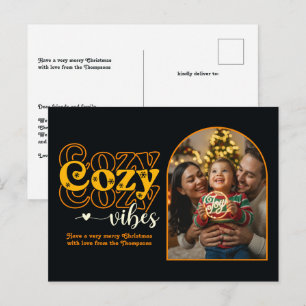 Golden Night Cosy Vibes Retro Christmas Photo Holiday Postcard