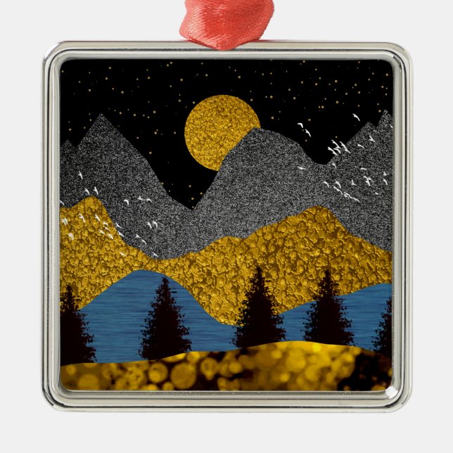 Golden Night Metal Tree Decoration (Front)