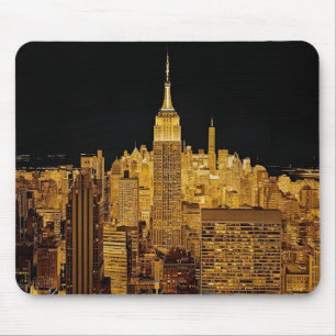 Golden Night Skyline of New York City Mouse Mat