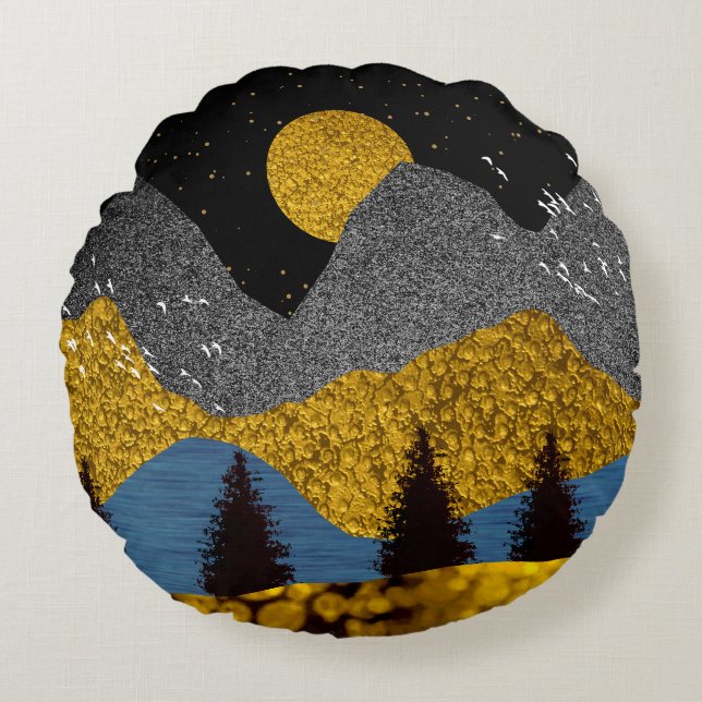 Golden Night Throw Pillow (Front)