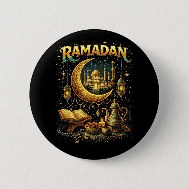 Golden Nights of Ramadan 6 Cm Round Badge (Front)