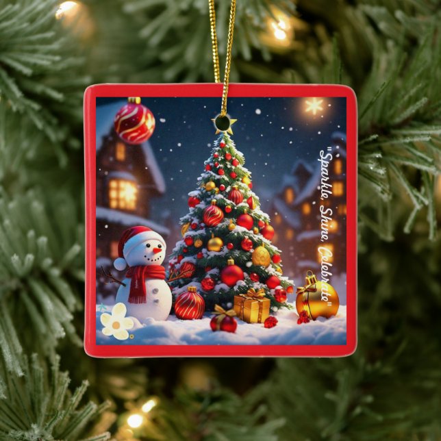 "Golden Noel" Ceramic Ornament (Tree)