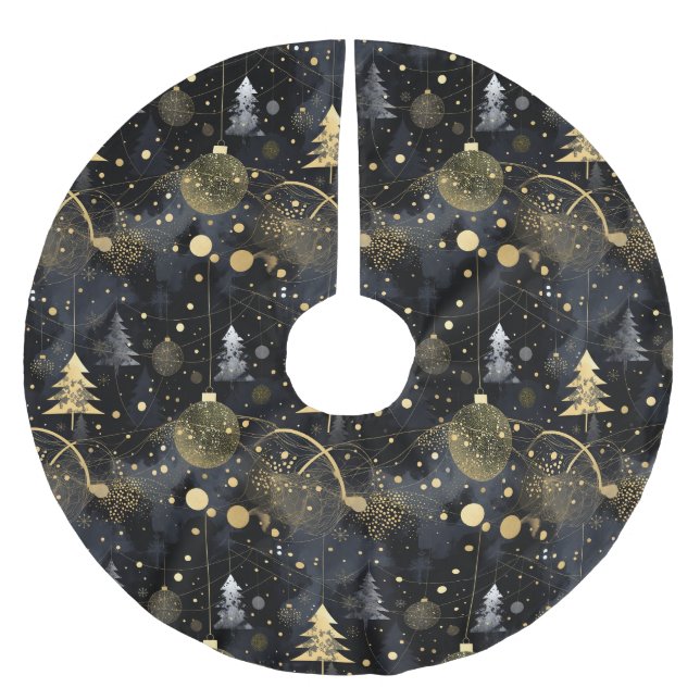 Golden Noir Christmas  Brushed Polyester Tree Skirt (Front)