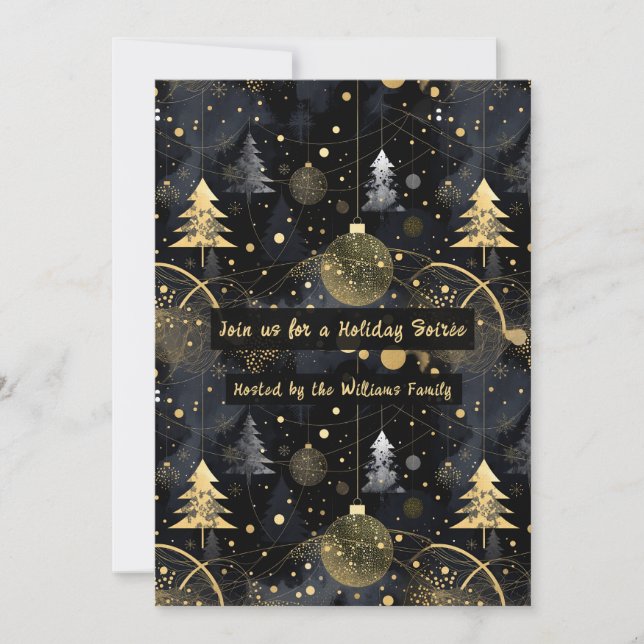 Golden Noir Christmas Invitation (Front)