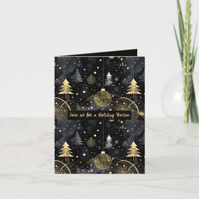 Golden Noir Christmas Invitation (Front)