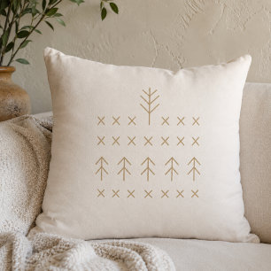 Golden Nordic Threads Throw Pillow