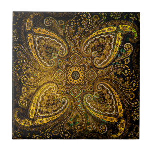 Golden Nostalgia Paisley Tile