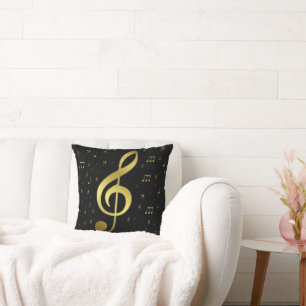 golden notes black and gold cushion