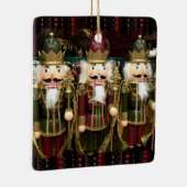 Golden Nutcracker Soldiers Christmas Ceramic Ornament (Right)