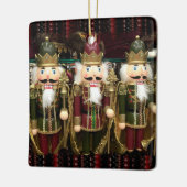 Golden Nutcracker Soldiers Christmas Ceramic Ornament (Left)