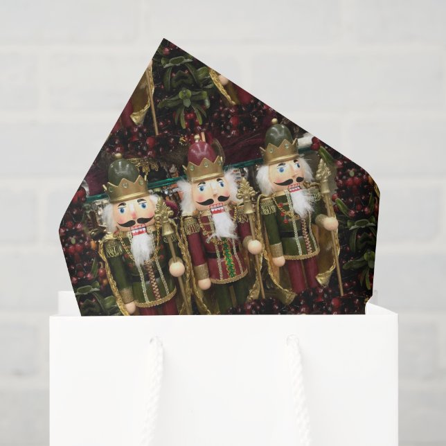 Golden Nutcracker Soldiers Christmas Tissue Paper (Gift Bag)