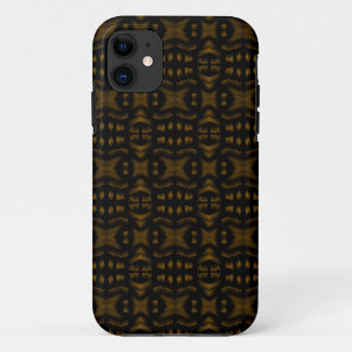 Golden Obsidian Tribal Ikat Pattern iPhone 11 Case