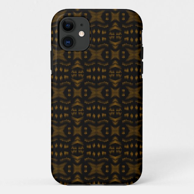 Golden Obsidian Tribal Ikat Pattern Case-Mate iPhone Case (Back)