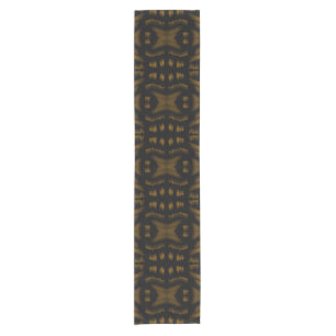 Golden Obsidian Tribal Ikat Pattern Short Table Runner