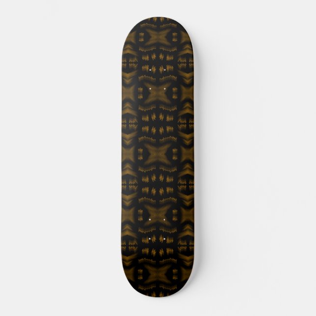 Golden Obsidian Tribal Ikat Pattern Skateboard (Front)