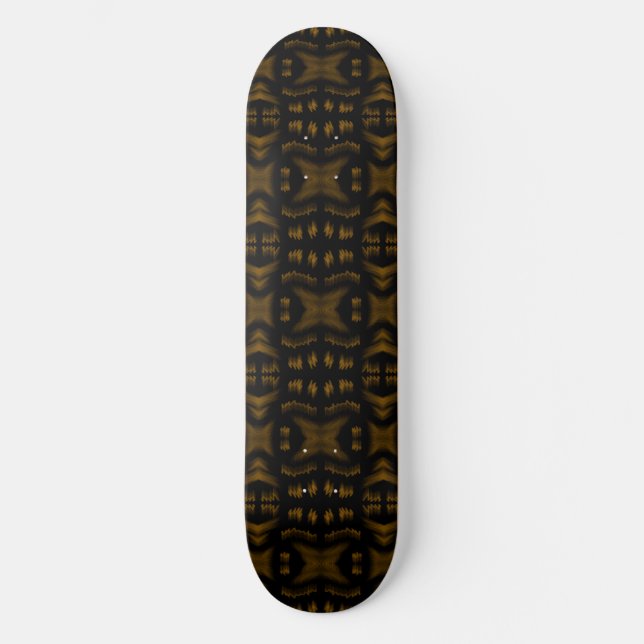 Golden Obsidian Tribal Ikat Pattern Skateboard (Front)