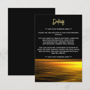 Golden Ocean, Elegant Beach Wedding Detail Enclosure Card