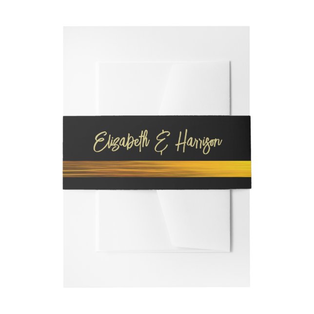 Golden Ocean, Elegant Beach Wedding Invitation Belly Band (Front Example)