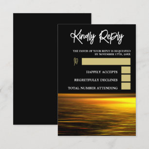 Golden Ocean, Elegant Beach Wedding RSVP Card