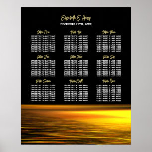 Golden Ocean, Elegant Beach Wedding Seating Chart