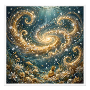 Golden Ocean Fantasy - Luxury Gold Swirl Wall Art