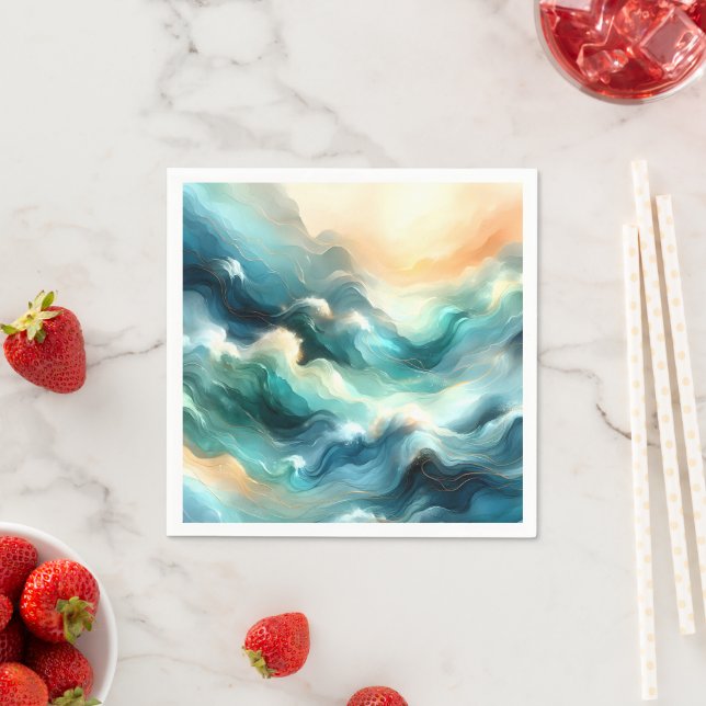 Golden Ocean Flow Abstract Waves Napkin (Insitu)