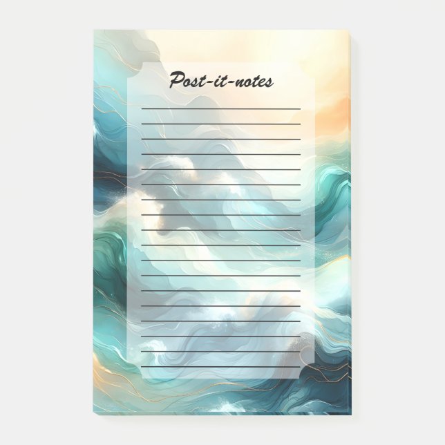 Golden Ocean Flow Abstract Waves Post-it Notes (Front)