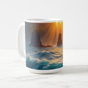 Golden Ocean Sunset Mountain Coastal Nature  Coffee Mug