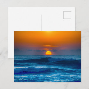 Golden Ocean Sunset Scenic Postcard
