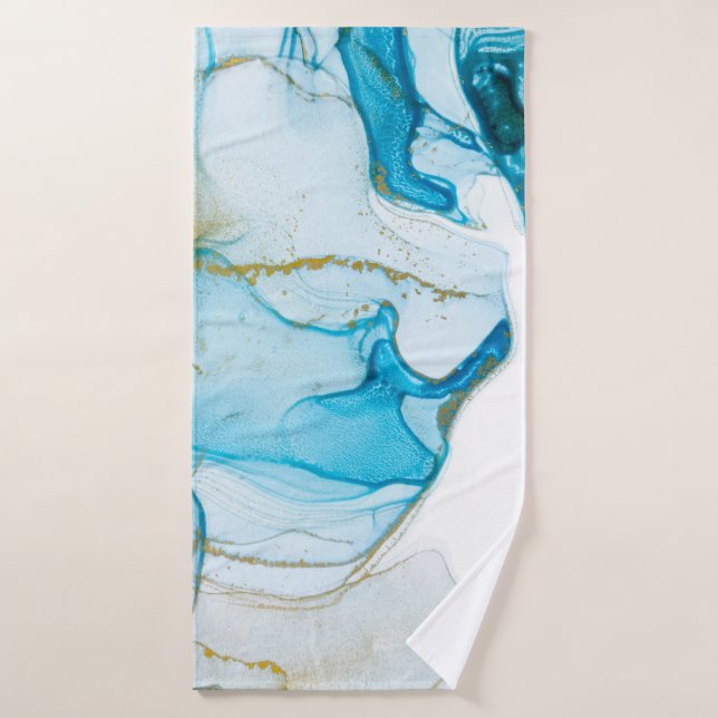 Golden ocean waves. Rich bright abstract picture.  Bath Towel (Bath Towel)