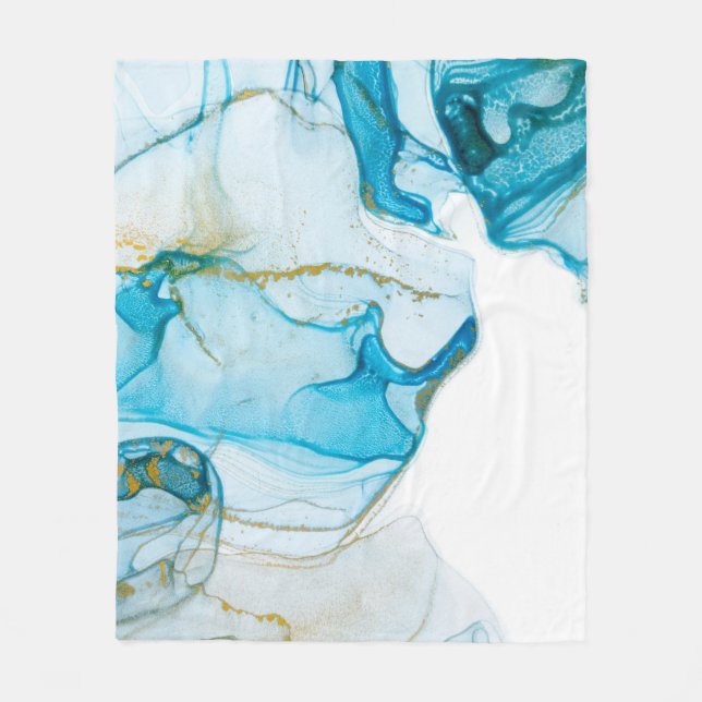 Golden ocean waves. Rich bright abstract picture.  Fleece Blanket (Front)