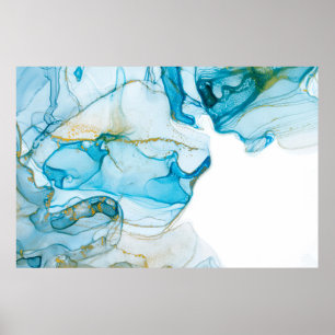 Golden ocean waves. Rich bright abstract picture.  Poster