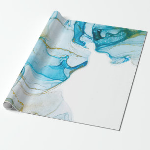 Golden ocean waves. Rich bright abstract picture. Wrapping Paper