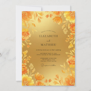 Golden Ochre Petal Wedding Invitation