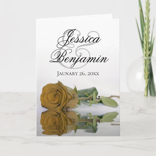 Golden Ochre Rose Elegant Romantic Photo Wedding Invitation (Front)