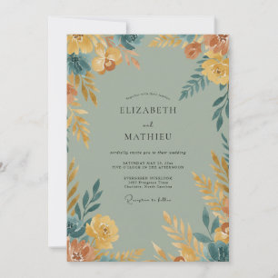 Golden Ochre Wildflower Wedding Invitation