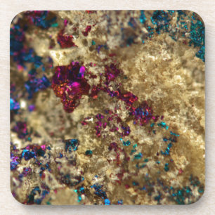 Golden Oil Slick Quartz Coaster