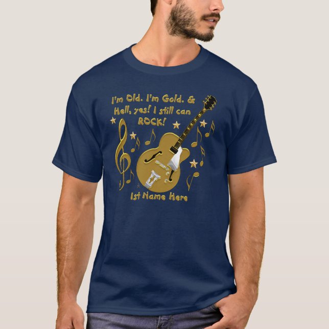 Golden Oldies Guitar Rocks - Personalised T-Shirt (Front)