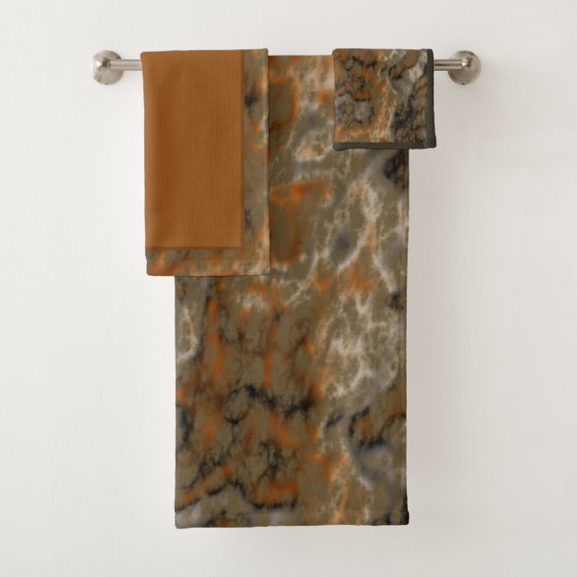 Golden Olive Abstract Bath Towel Set (Insitu)