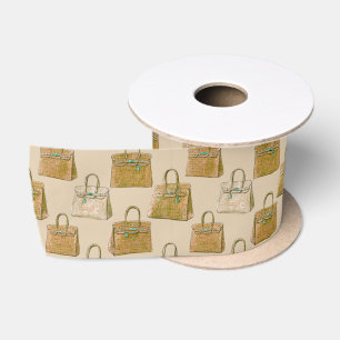 Golden Olive Croc Handbag Fashion Pattern Satin Ribbon