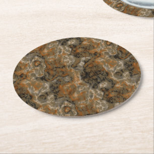 Golden Olive Marble Round Paper Coaster