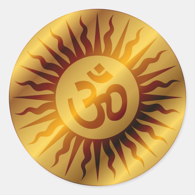 Golden Om Design Classic Round Sticker (Front)