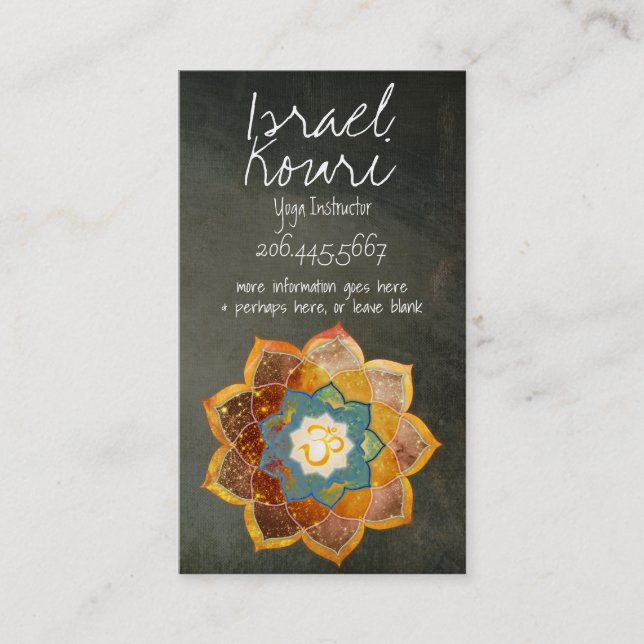 Golden Om Flower Mandala Design Business Card (Front)