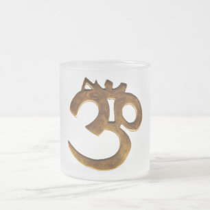 Golden Om Frosted Glass Coffee Mug