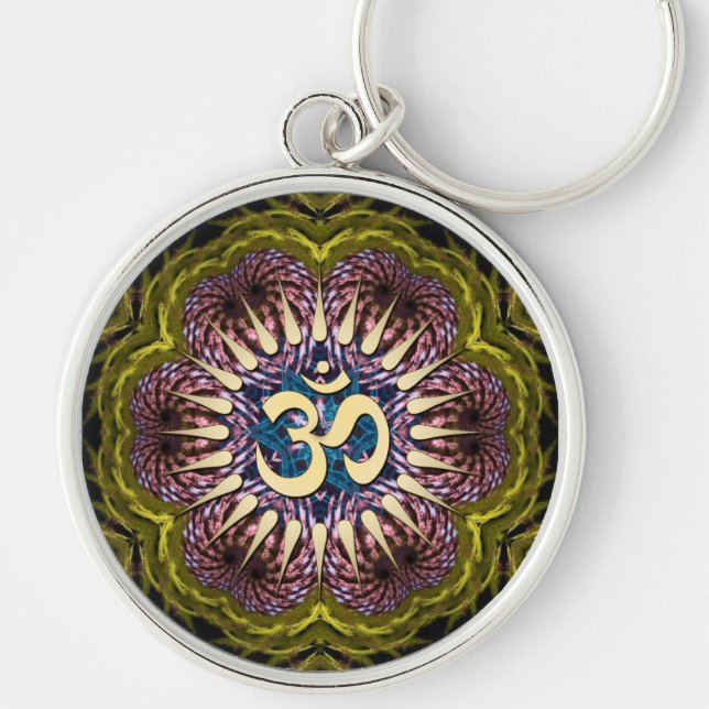 Golden Om Sacred Circles #04 Keychain (Front)
