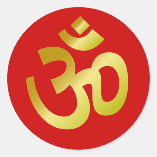 Golden Om Sign Classic Round Sticker | Zazzle.co.uk