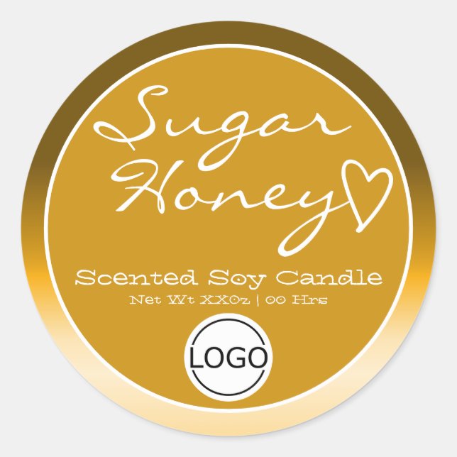 Golden Ombre Circle Logo Template Soy Candle Label (Front)
