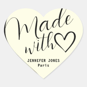 Golden Ombre Made with Love Calligraphy Lettering Heart Sticker